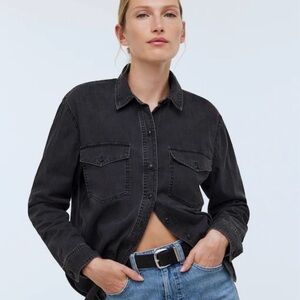 Black Denim Button-Up Shirt